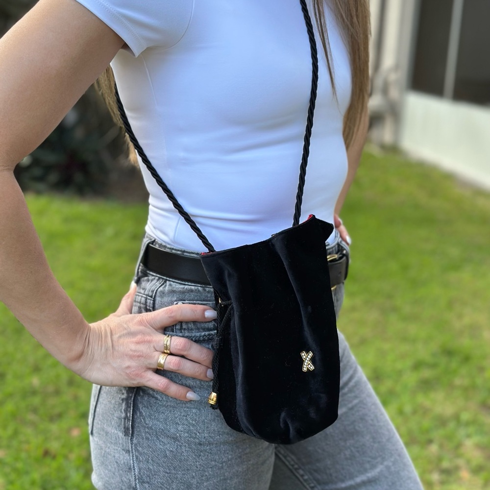 Vintage Paloma Picasso Black Suede Crossbody Bucket Shoulder Bag 🇮🇹